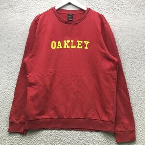 Oakley Sweatshirt Mens XXL Long Sleeve Custom Fit Crew Neck Graphic Maroon Black